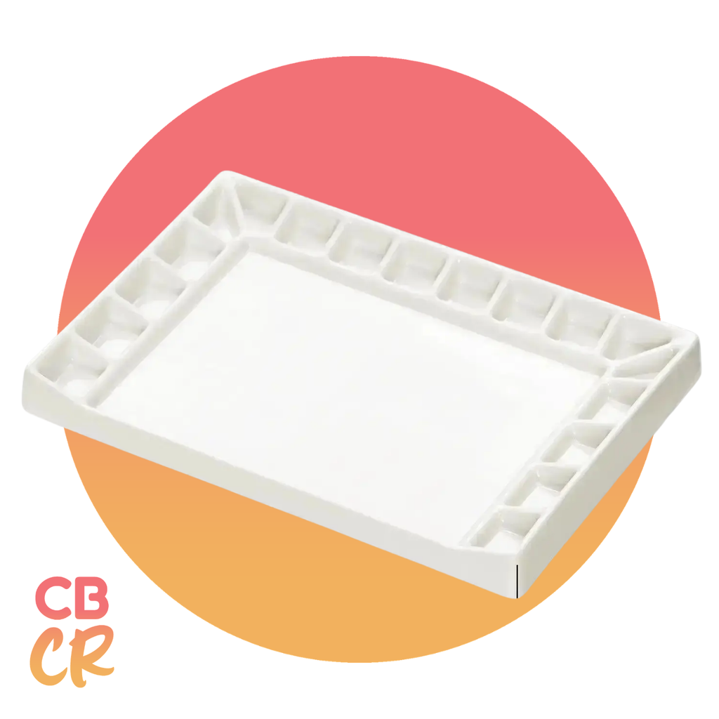 Paleta de cerámica MEEDEN con 18 espacios profundos para mezclar pintura