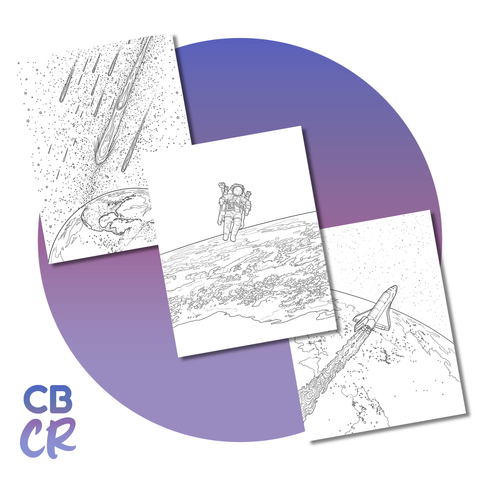 Colección de 30 ilustraciones para colorear temática espacial de CUBOCROMÍA