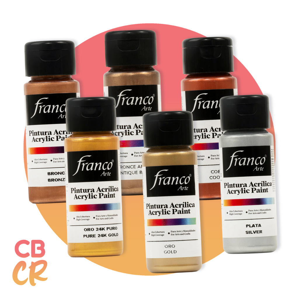Set de Pintura Acrílica Metálica 6 Colores 60ml | Franco Arte