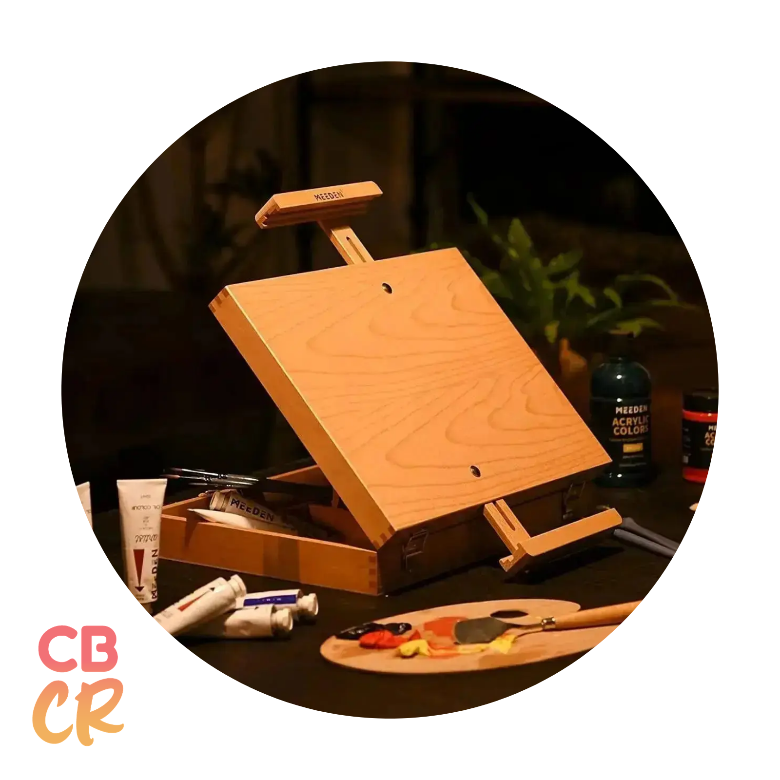 Caballete MEEDEN con 4 compartimentos internos para pinturas y pinceles