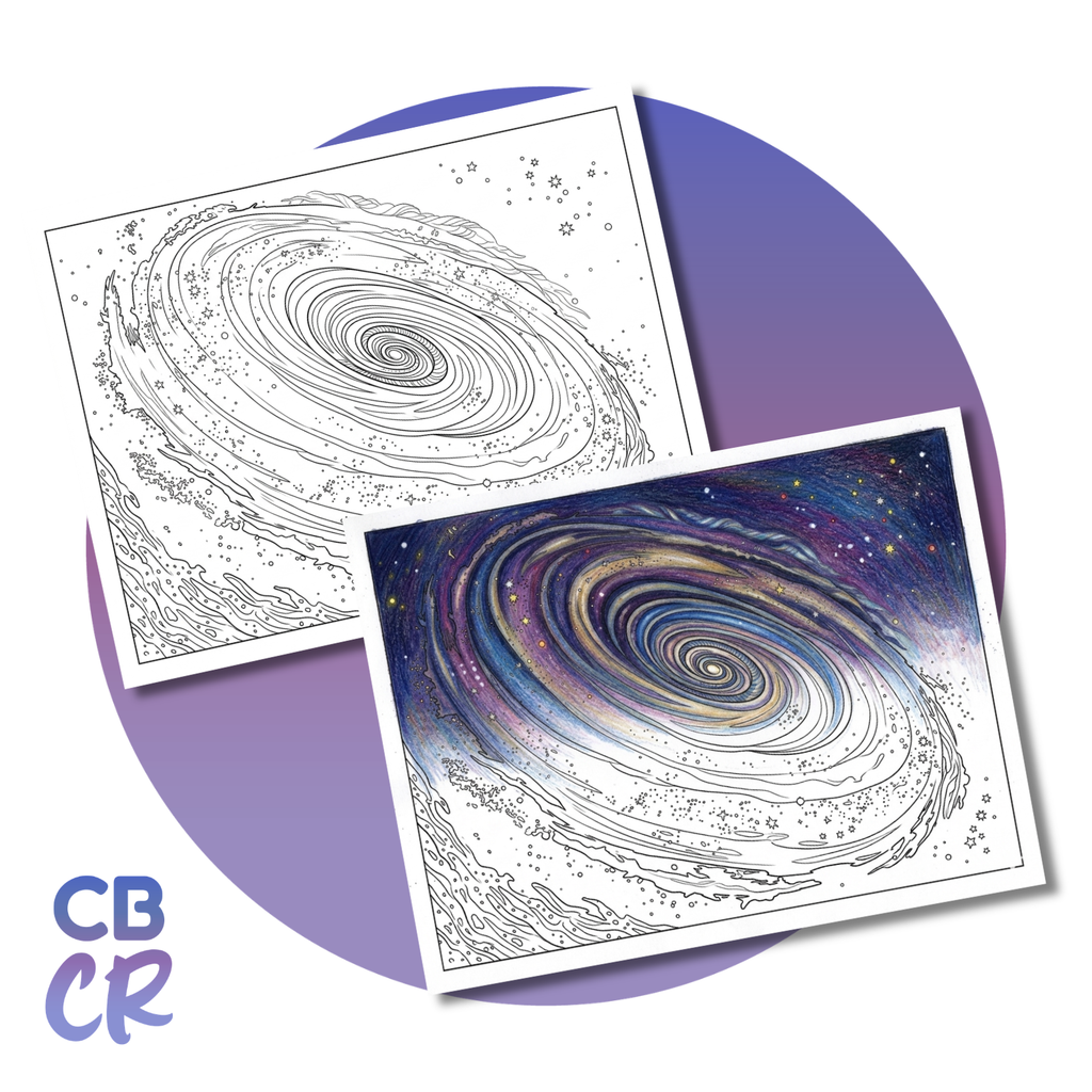 Láminas para colorear El Cosmos en papel de alto gramaje con carpeta artesanal