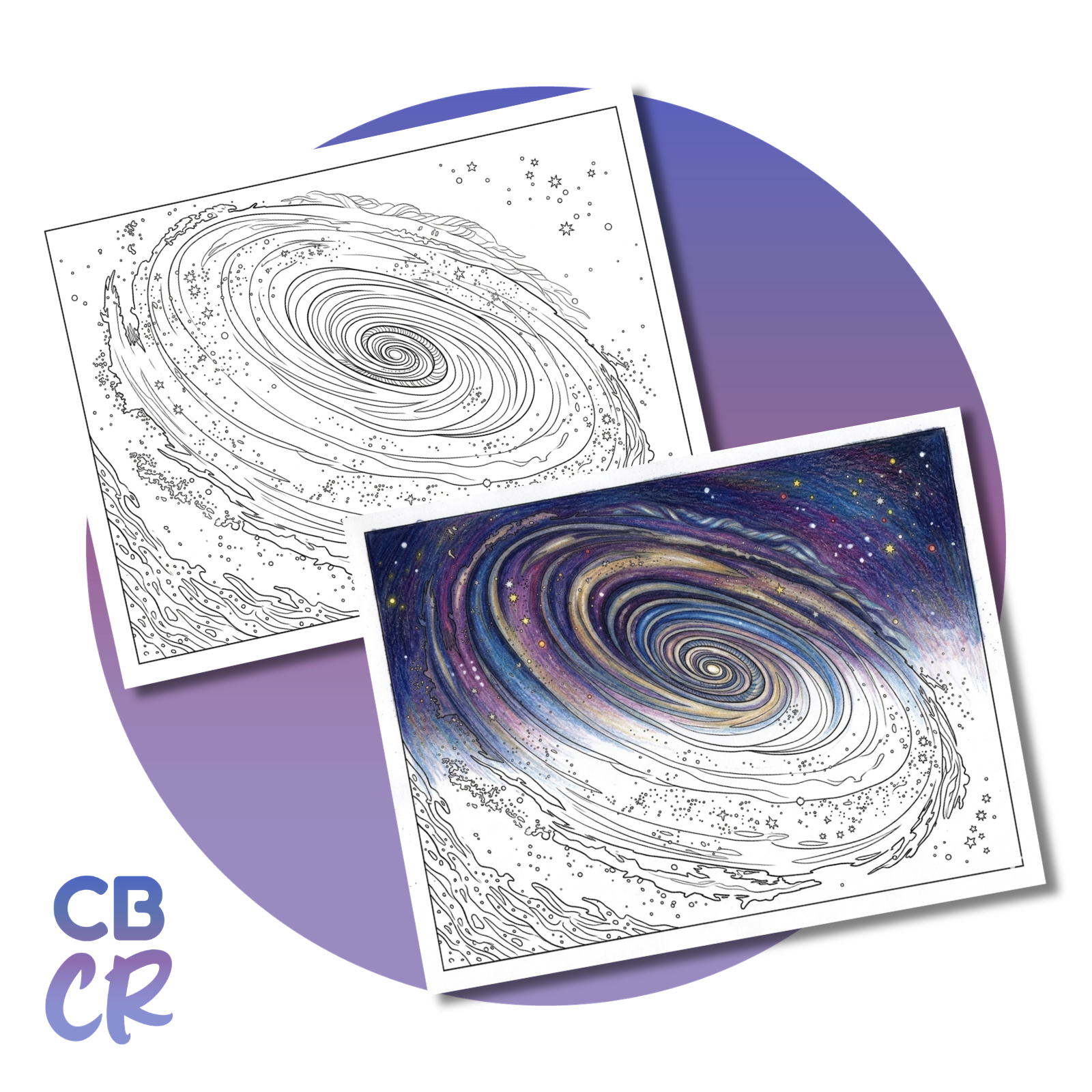 Láminas para colorear El Cosmos en papel de alto gramaje con carpeta artesanal