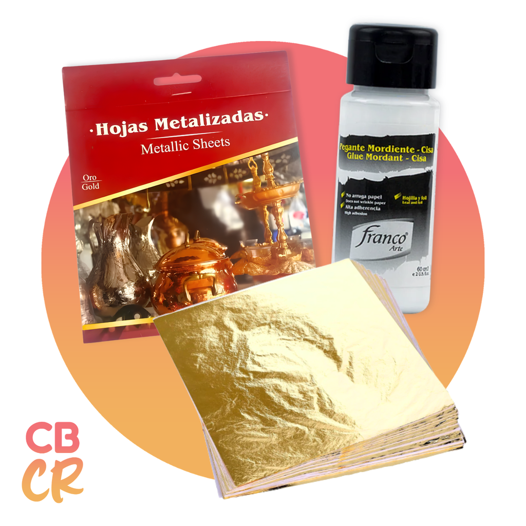Kit de hoja de oro y mordiente al agua 60ml Franco Arte para dorado artístico
