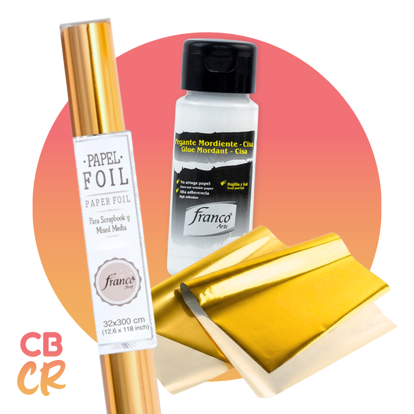 Aplicación de foil de oro Franco Arte sobre superficie decorativa con acabado metalizado brillante