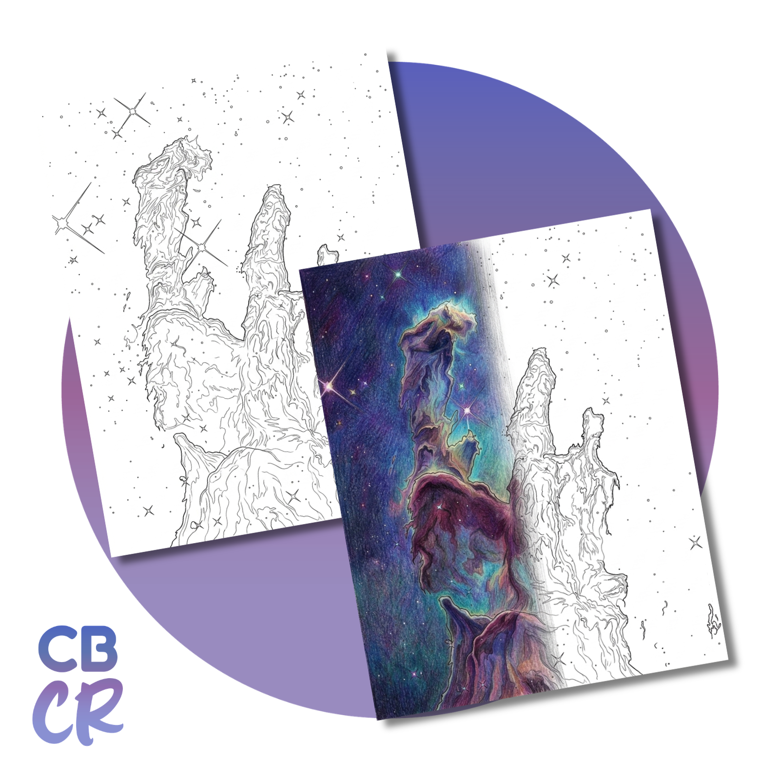 Carpeta artesanal hecha a mano de la colección para colorear El Cosmos CUBOCROMÍA