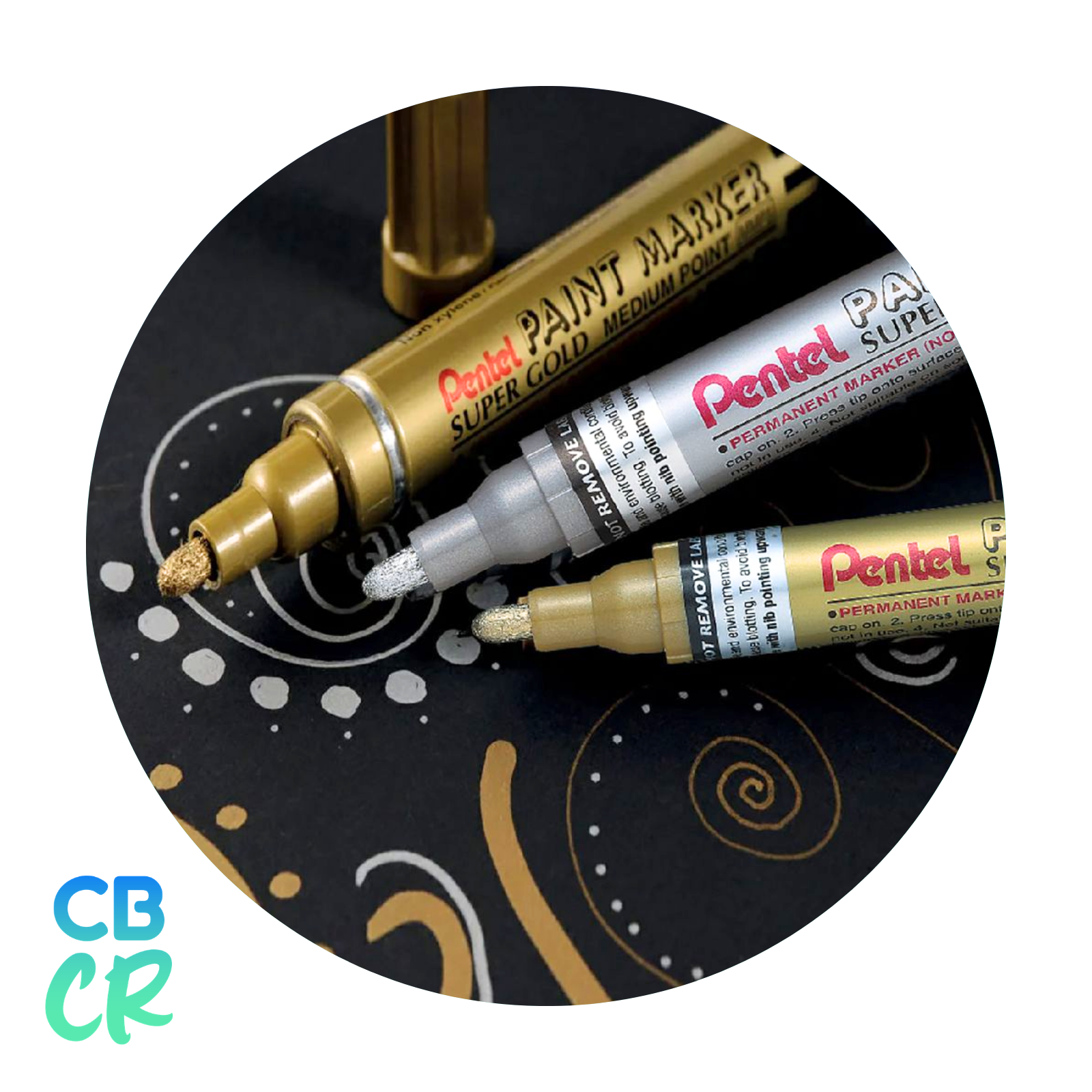 Marcador de pintura permanente Pentel Paint Marker color dorado con punta de bola para trazos precisos